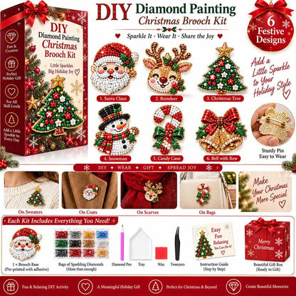 🔥🎄Sparkling Christmas Brooches - A Beginner-Friendly Diamond Painting Kit For Cozy Family Crafting, Festive Outfits And Heartfelt Handmade Gifts💎
