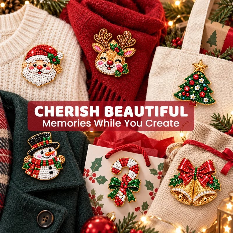 🔥🎄Sparkling Christmas Brooches - A Beginner-Friendly Diamond Painting Kit For Cozy Family Crafting, Festive Outfits And Heartfelt Handmade Gifts💎