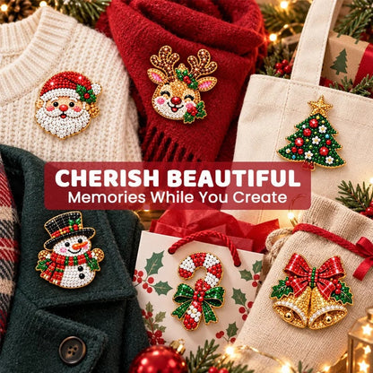 🔥🎄Sparkling Christmas Brooches - A Beginner-Friendly Diamond Painting Kit For Cozy Family Crafting, Festive Outfits And Heartfelt Handmade Gifts💎